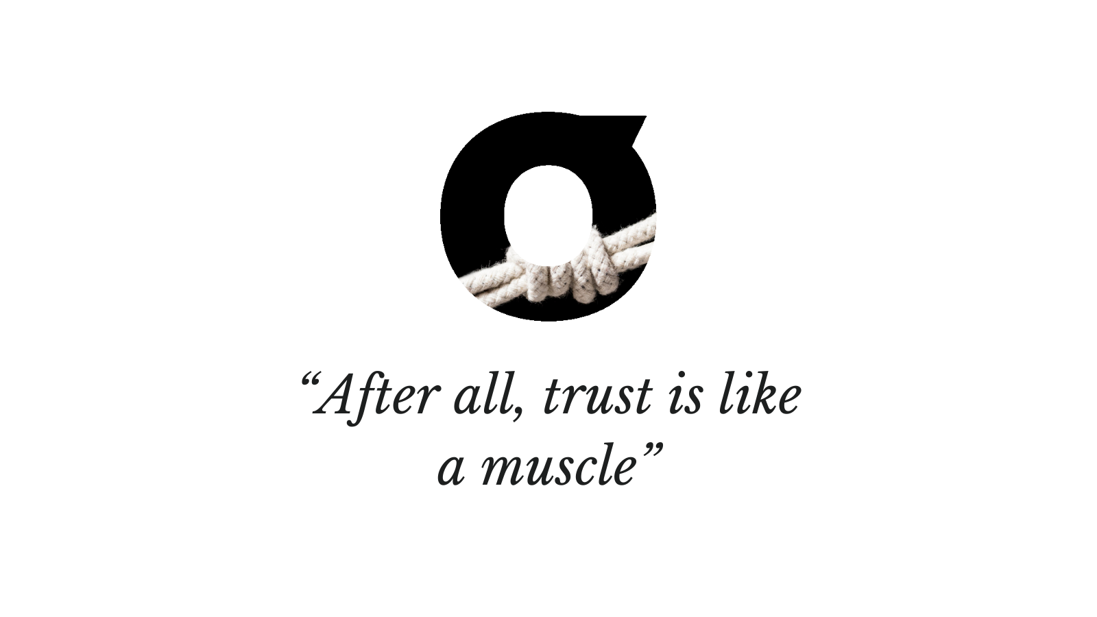 Header interview, viblio's logo and quote "After all trust is like a muscle"