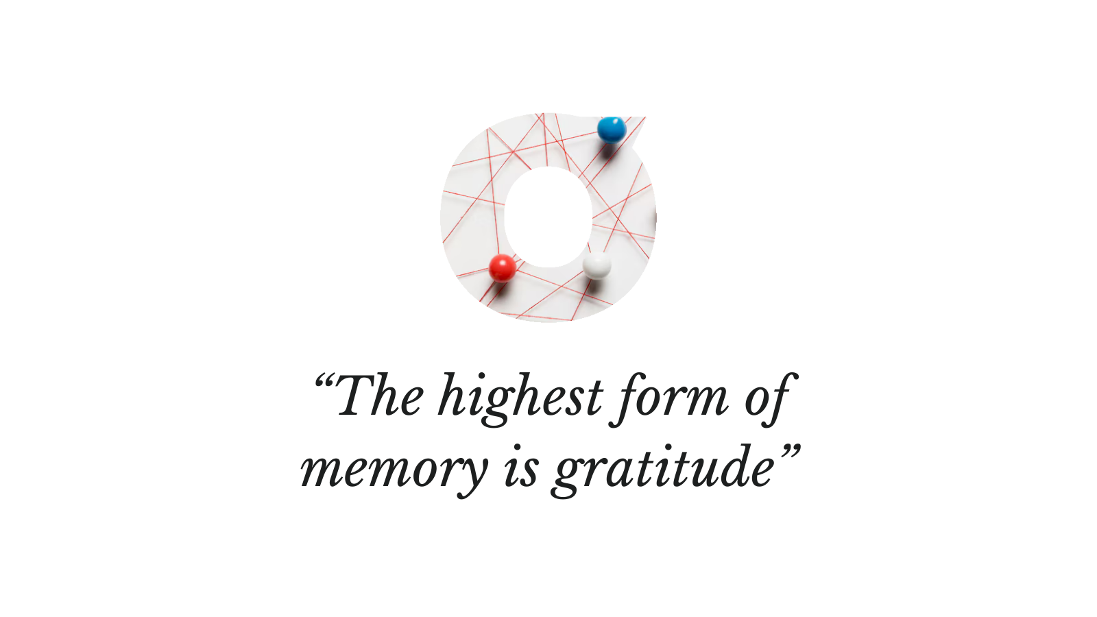 Header interview. Viblio's logo and quote "The highest form of memory is gratitude"