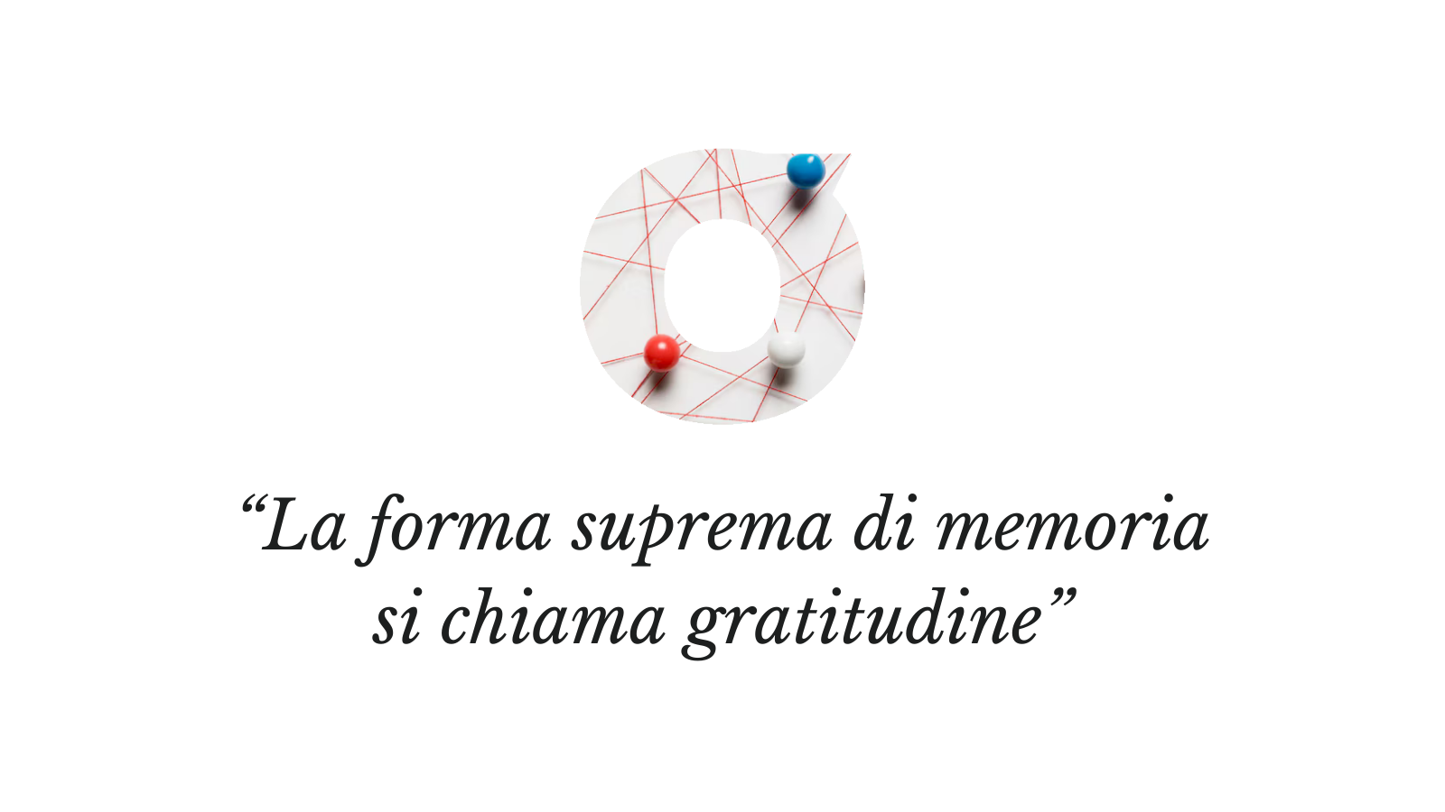 Copertina intervista, logo viblio e frase "La forma suprema di memoria si chiama gratitudine"
