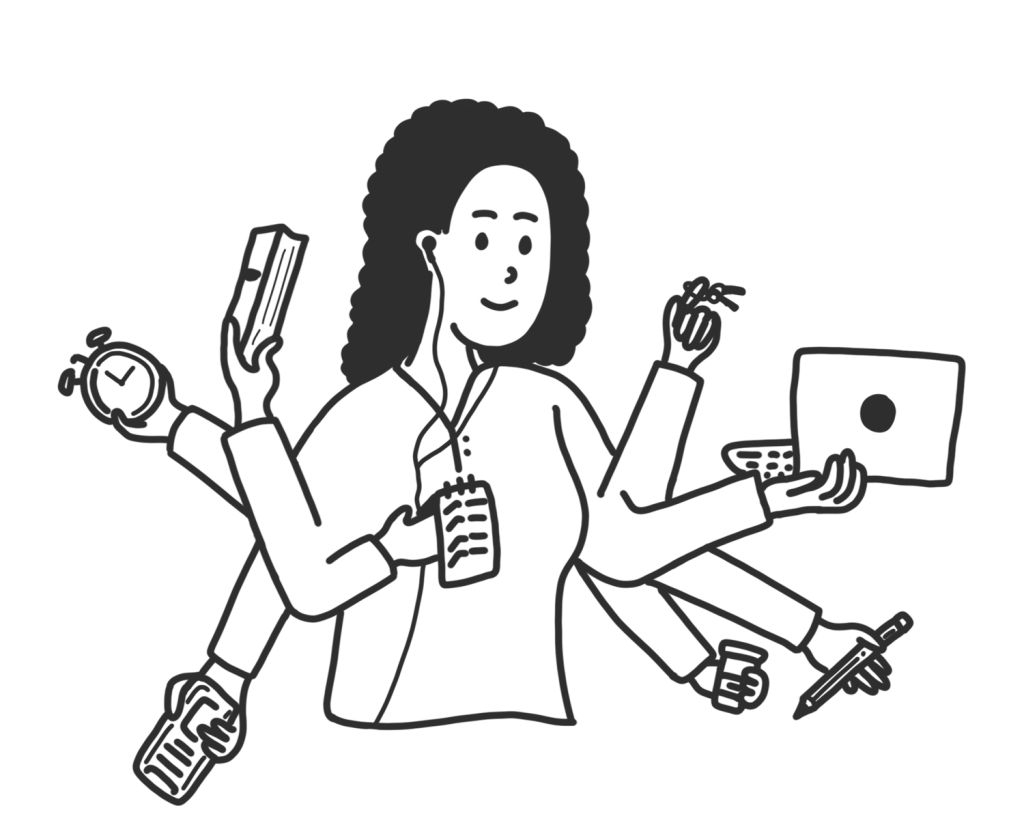 An illustration of a woman who is working.